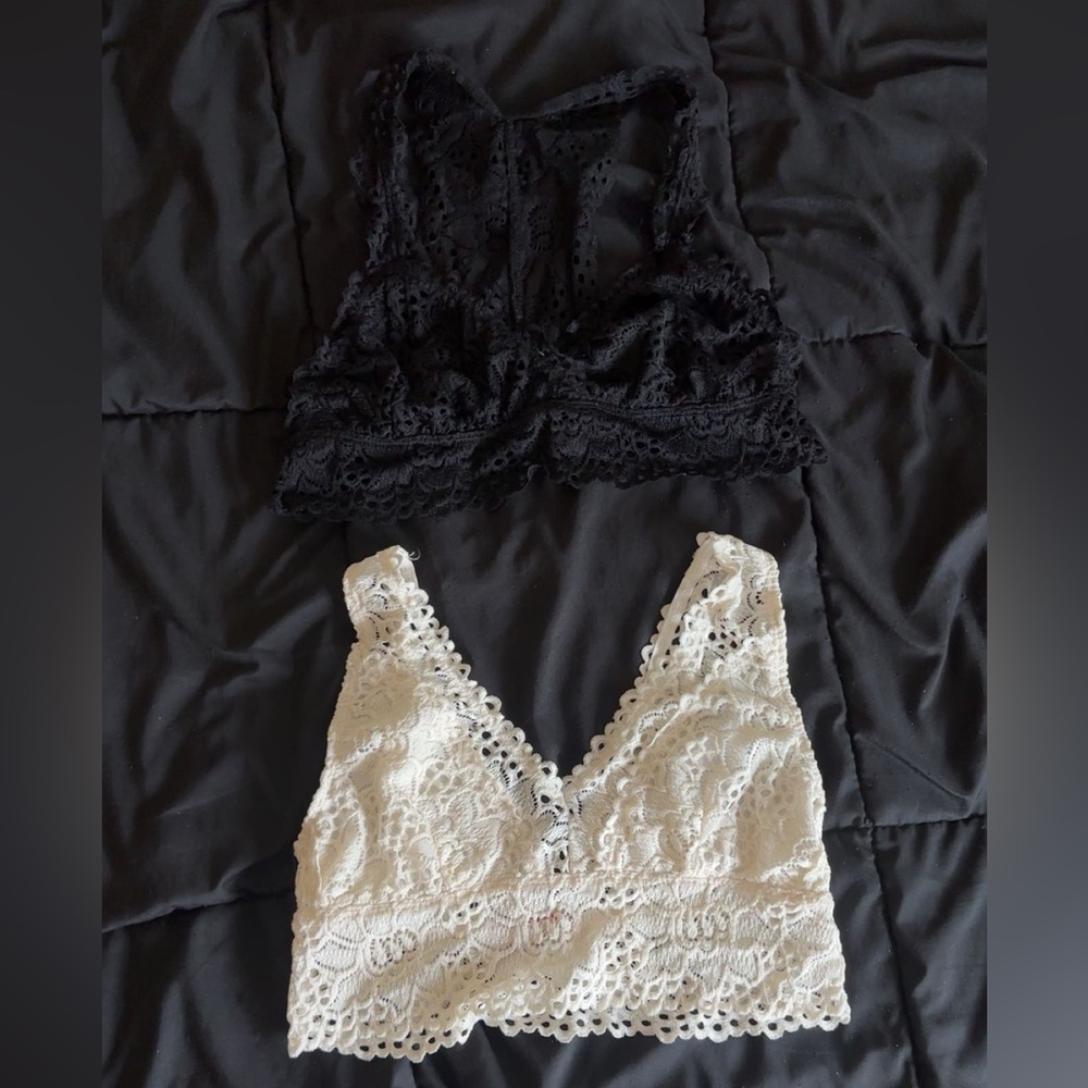 2 Altard State Lace Bralettes - Black & White